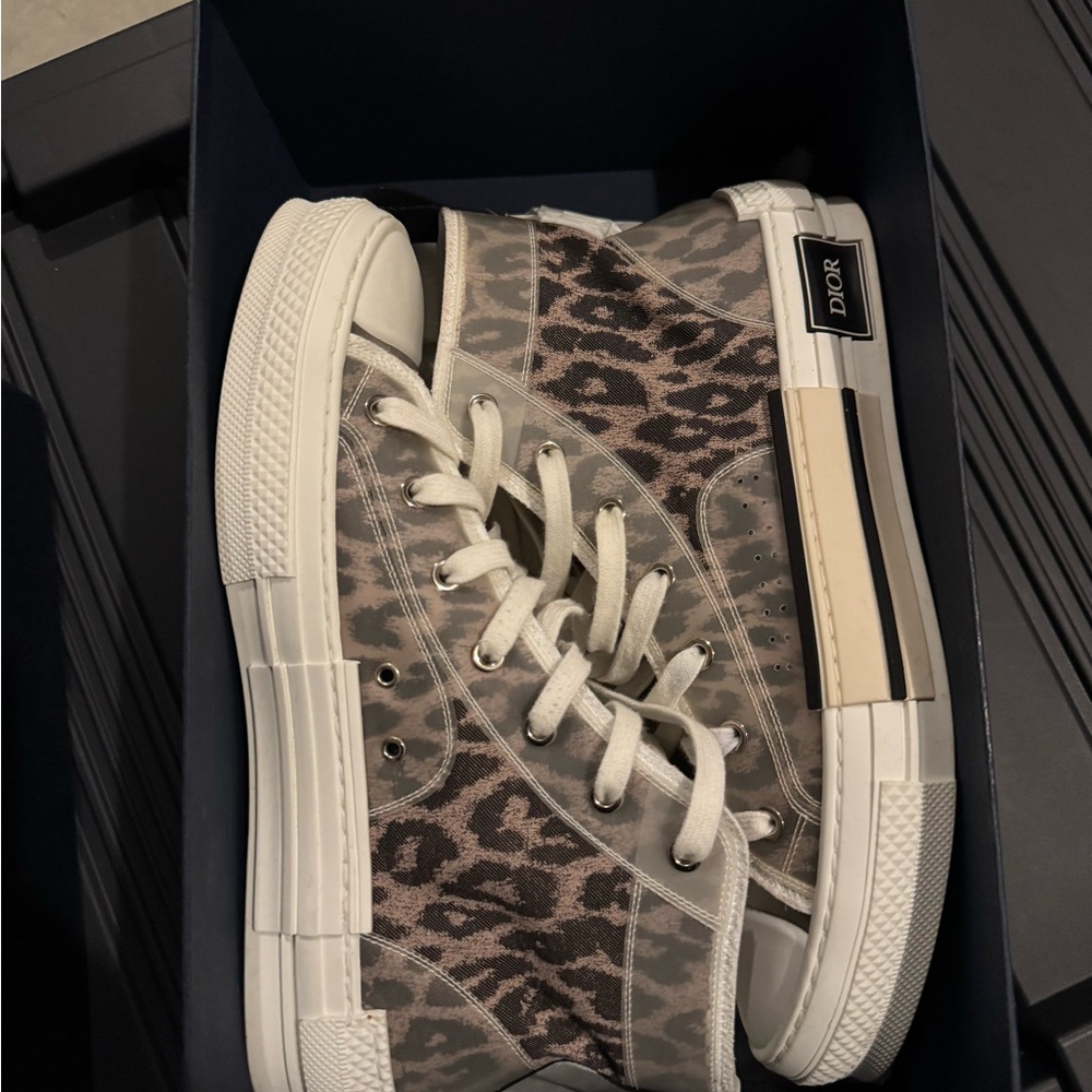 Dior Women's Leopard Print High-Top Sneakers